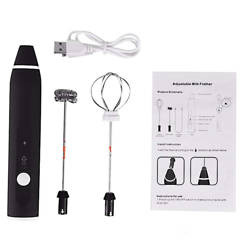 2-in-1 USB Rechargeable Milk Frother & Egg Beater – 3-Speed Handheld Electric Foam Maker