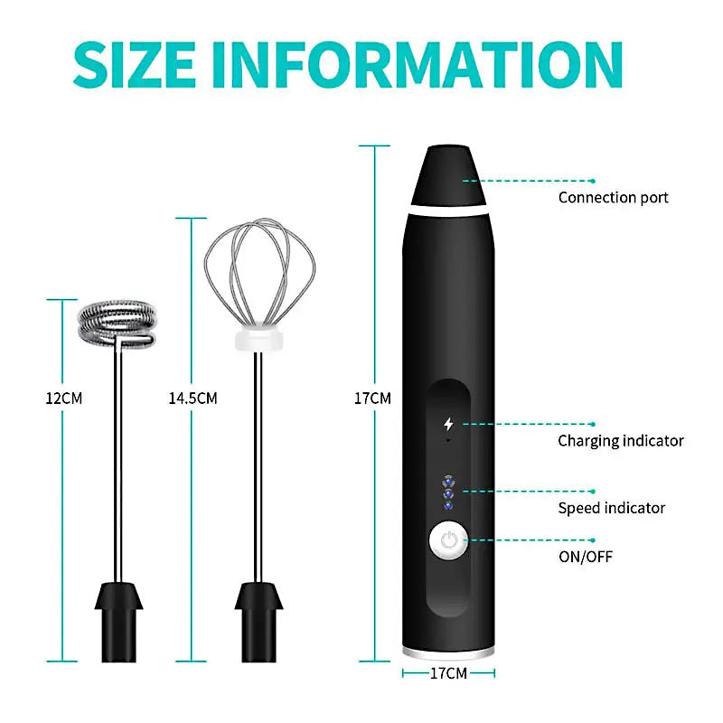 2-in-1 USB Rechargeable Milk Frother & Egg Beater – 3-Speed Handheld Electric Foam Maker