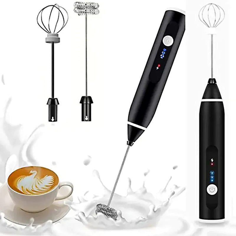 2-in-1 USB Rechargeable Milk Frother & Egg Beater – 3-Speed Handheld Electric Foam Maker